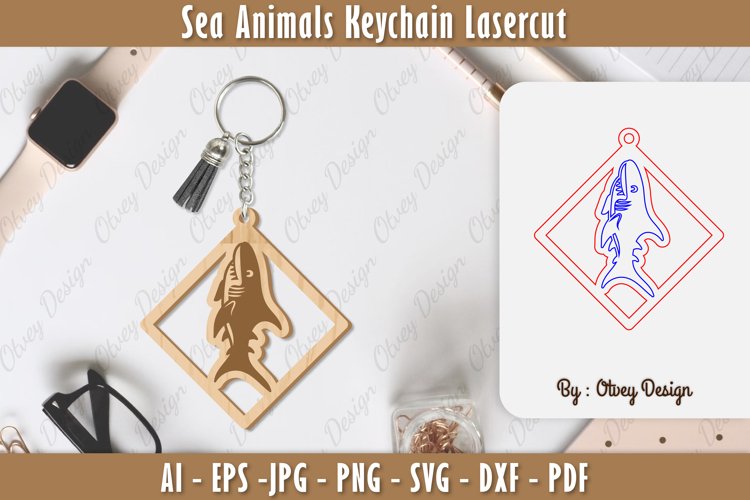Keychain Sea Animals Lasercut SVG example image 1