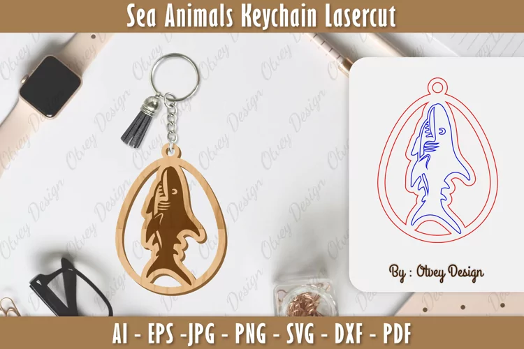 Keychain Sea Animals Lasercut SVG