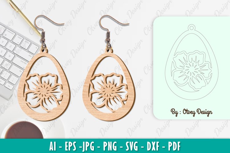 Flowers Earrings Laser Cut example image 1