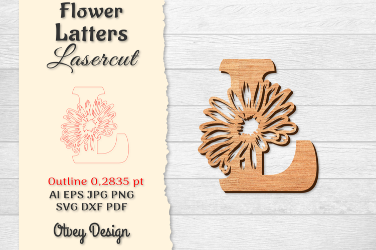 Flower Letters Alphabet Laser Cut File