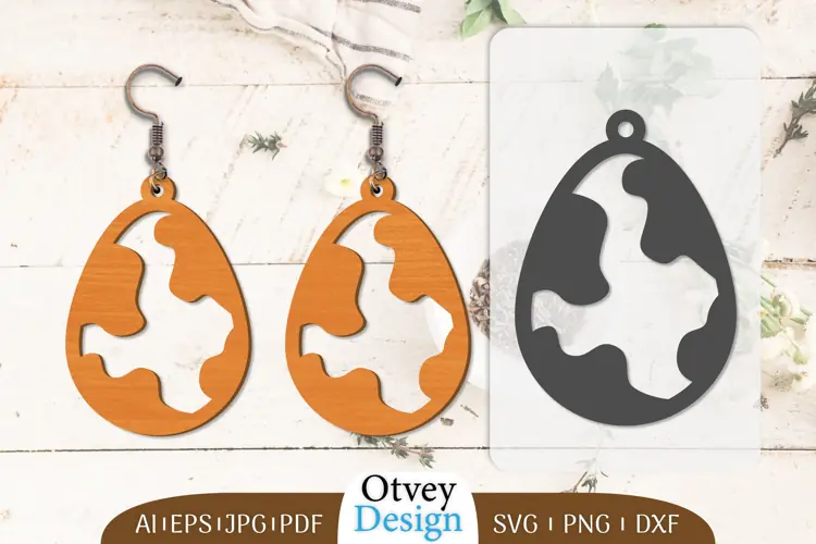 Happy Easter Egg Earrring Lasercut