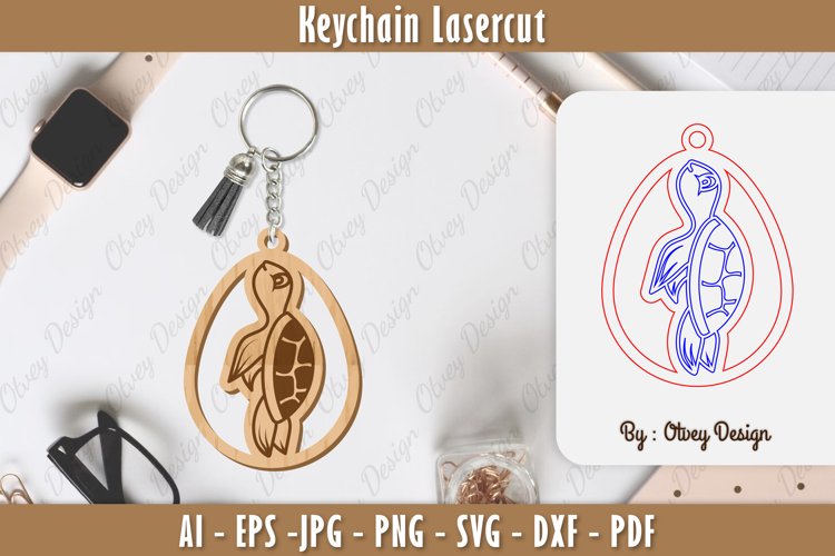 Keychain Sea Animals Lasercut SVG example image 1