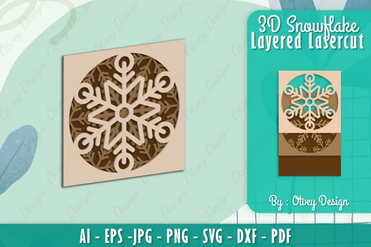 Snowflake 3D Layered Lasercut File