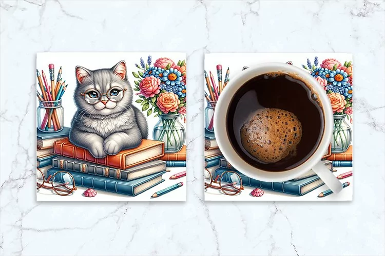 Animal Coaster, Cat Square Coaster Sublimation