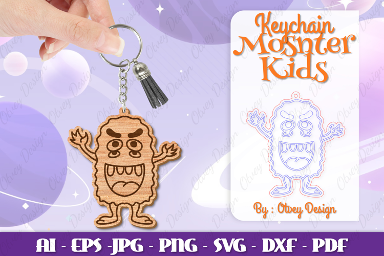 Monster Kids Keychain Lasercut