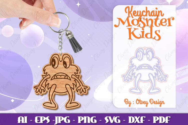Monster Kids Keychain Lasercut