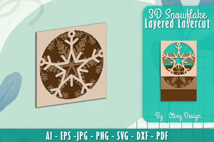 Snowflake 3D Layered Lasercut File