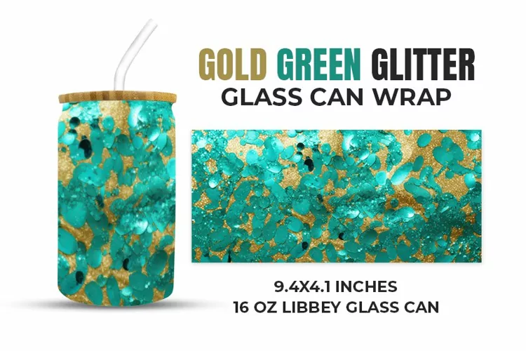 Gold Green Glass Can Wrap