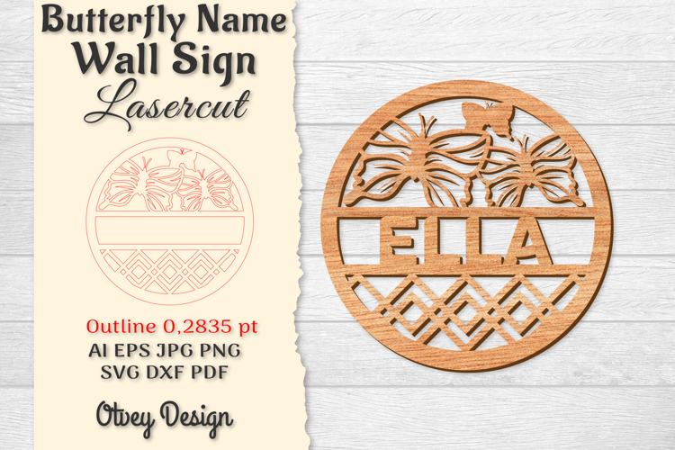 Butterfly Name Wall Art Sign