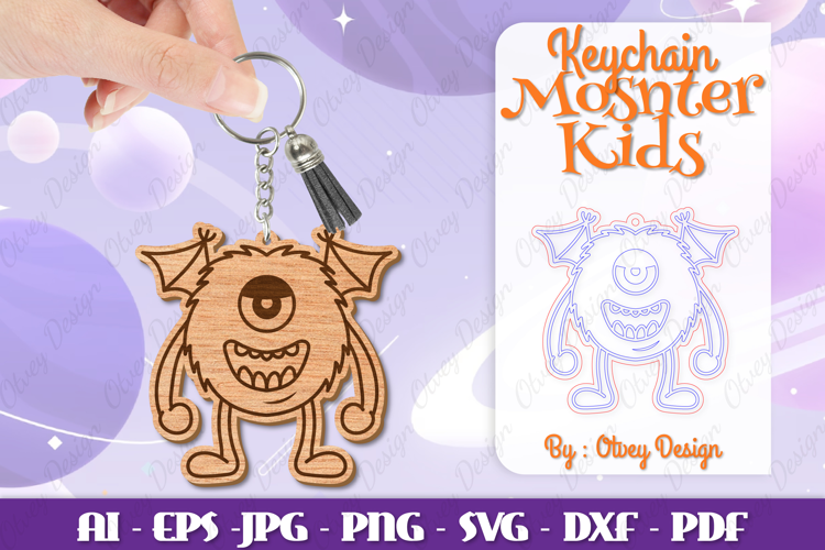 Monster Kids Keychain Lasercut