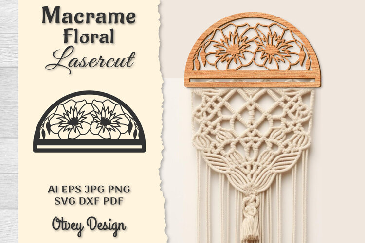 Macrame Frame Floral Lasercut example image 1