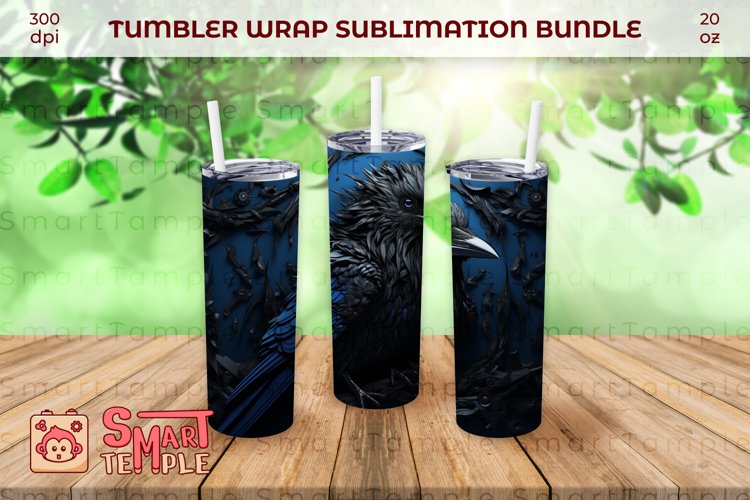 Gothic raven tumbler wrap sublimation, halloween raven bird