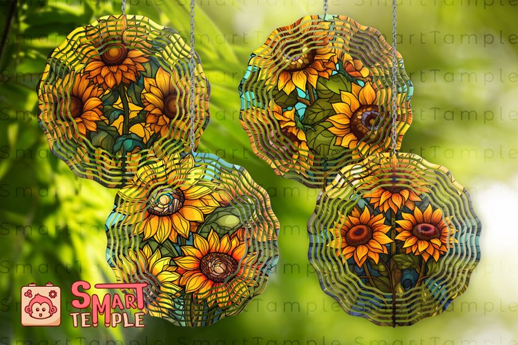 Sunflower wind spinner sublimation,Sunflower 3d wind spinner example image 1