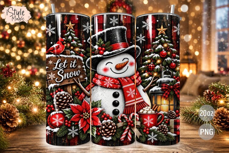 Snowman Christmas Tumbler Wrap PNG example image 1