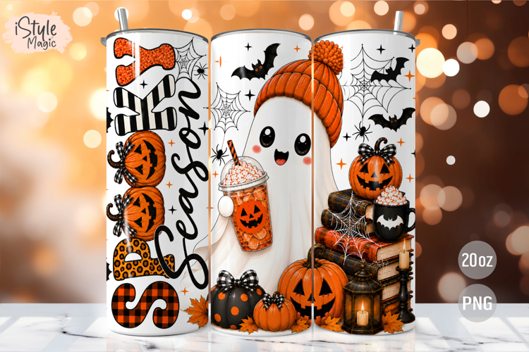 Spooky Season Tumbler Wrap Ghost Halloween Sublimation PNG