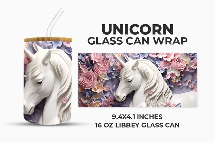 Unicorn Glass Can Wrap