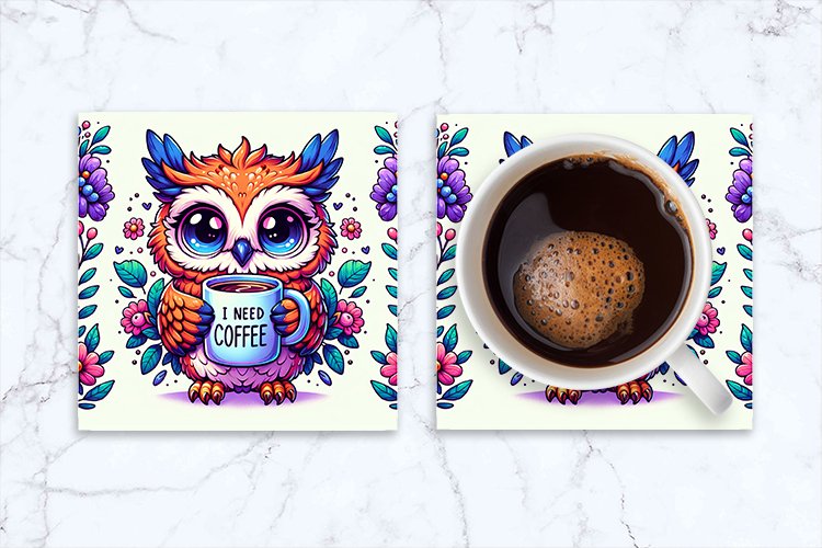 Animal Coaster, owl Square Coaster Sublimation