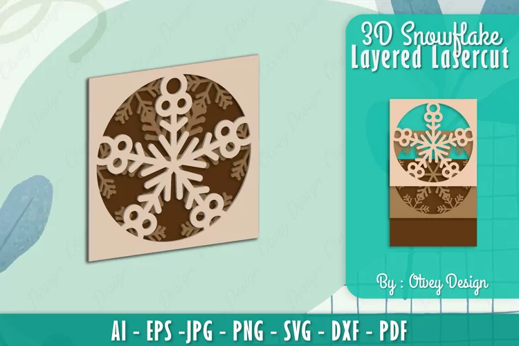 Snowflake 3D Layered Lasercut File