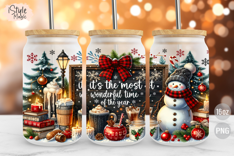 Its the most wonderful time of the year 16 oz Glass Can PNG