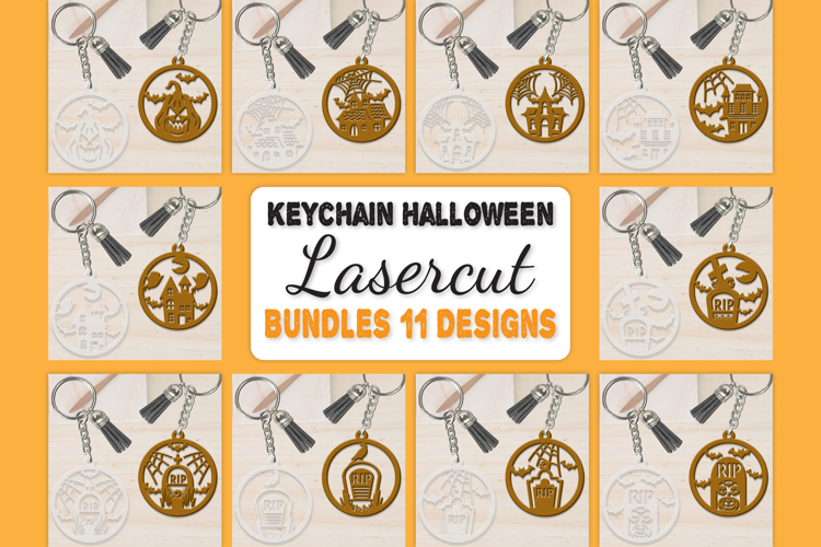 Halloween Keychain Lasercut | Halloween Jewelry Template