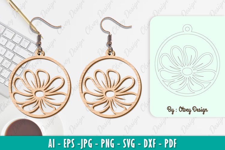 Flowers Earrings Laser Cut example image 1