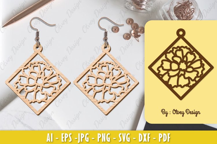 Flowers Earrings Laser Cut