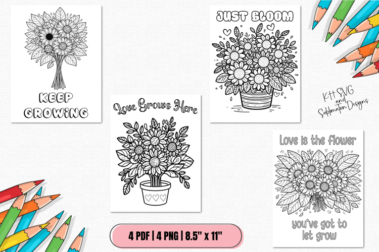 Flower Quotes Coloring Pages, Coloring for Adults, Kids