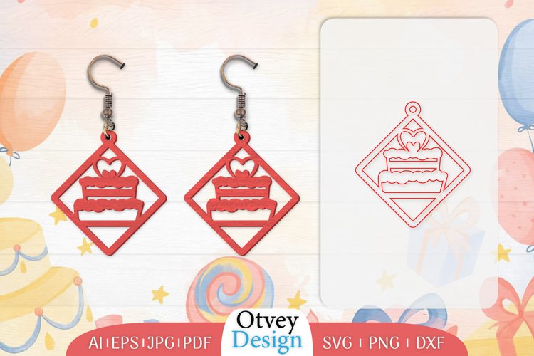 Earrings Valentine Lasercut, Earring Birthday Lasercut example image 1