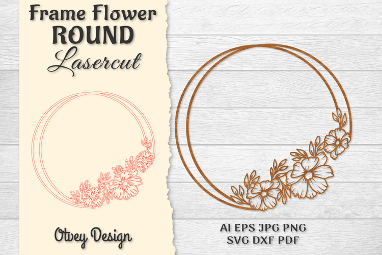 Frame Flower Round Lasercut