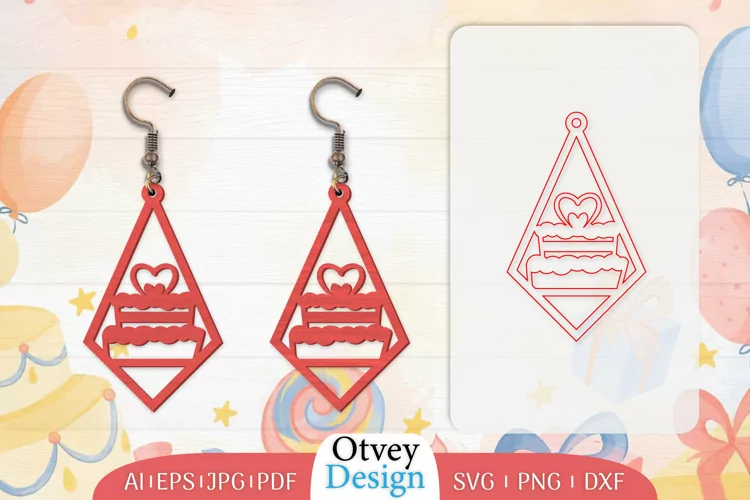 Earrings Valentine Lasercut, Earring Birthday Lasercut