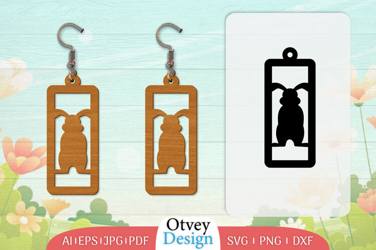 Earring Rabbit Lasercut | Happy Easter Lasercut example image 1