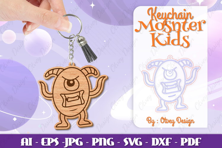 Monster Kids Keychain Lasercut