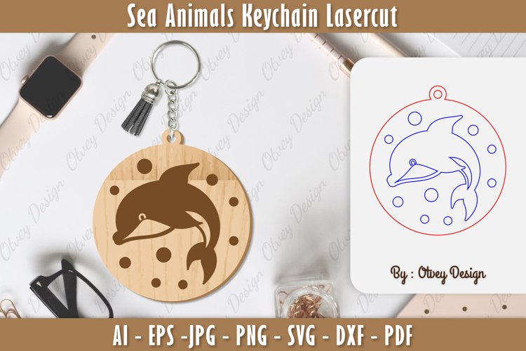 Keychain Sea Animals Lasercut SVG example image 1