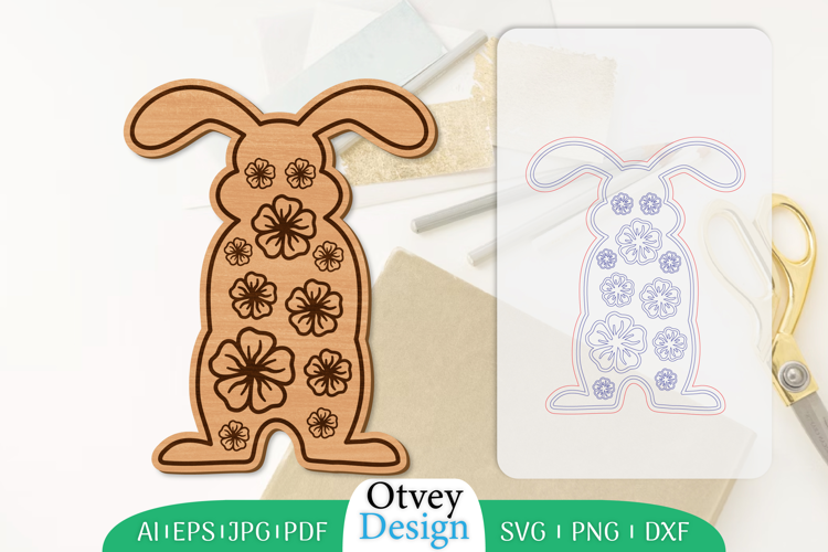 Bunny Flower Lasercut |Rabbit Lasercut File