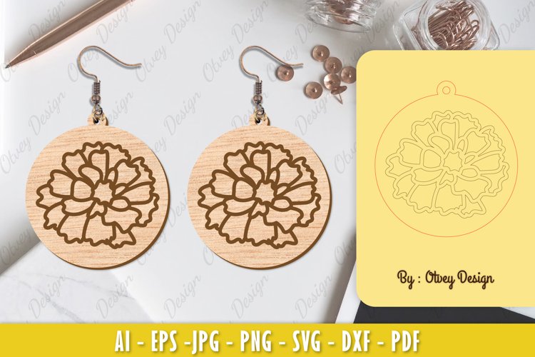 Flowers Earrings Laser Cut