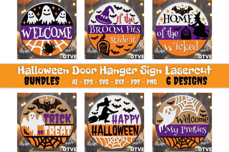 Halloween Door Hanger Sign Welcome Lasercut BUNDLES