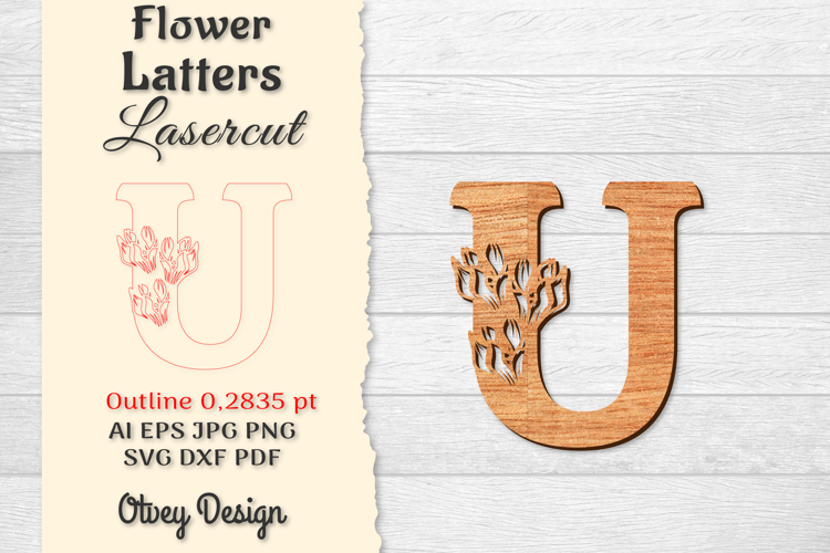 Flower Letters Alphabet Laser Cut File