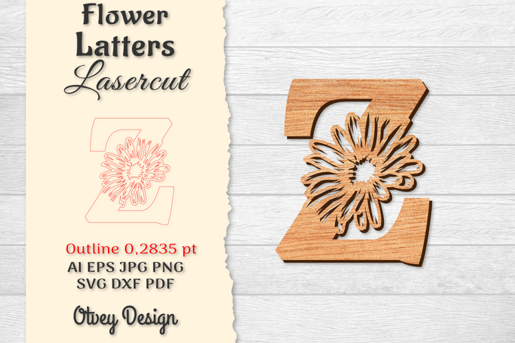 Flower Letters Alphabet Laser Cut File