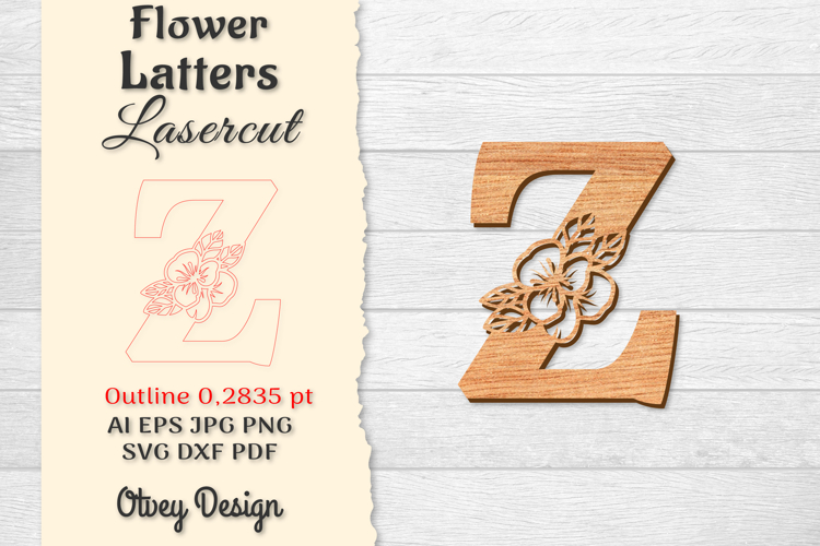 Flower Letters Alphabet Laser Cut File