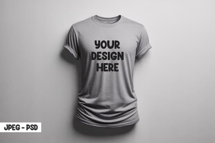 Crumpled Grey T-Shirt PSD Mockup