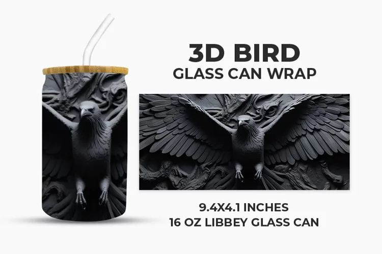 3D Bird Glass Can Wrap