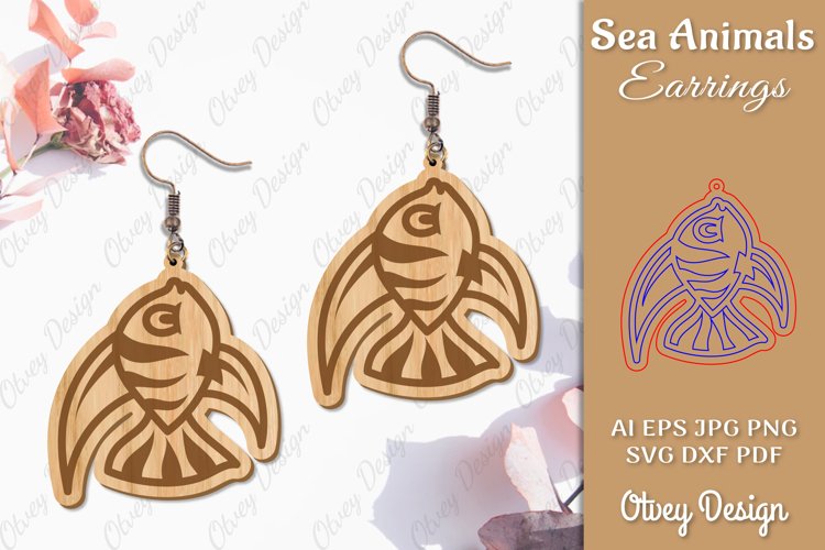 Keychain Sea Animals Lasercut SVG example image 1