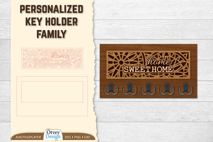 Personalized Key Holder lasercut example image 1