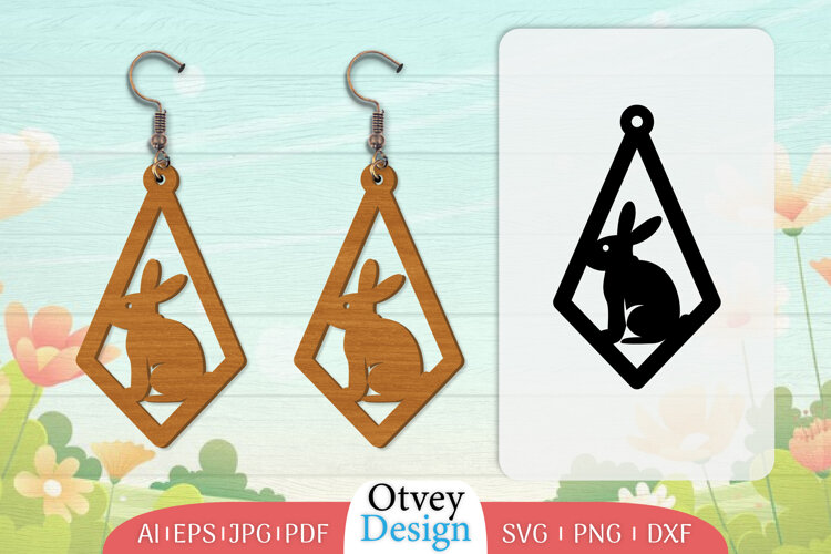 Earring Rabbit Lasercut | Happy Easter Lasercut example image 1