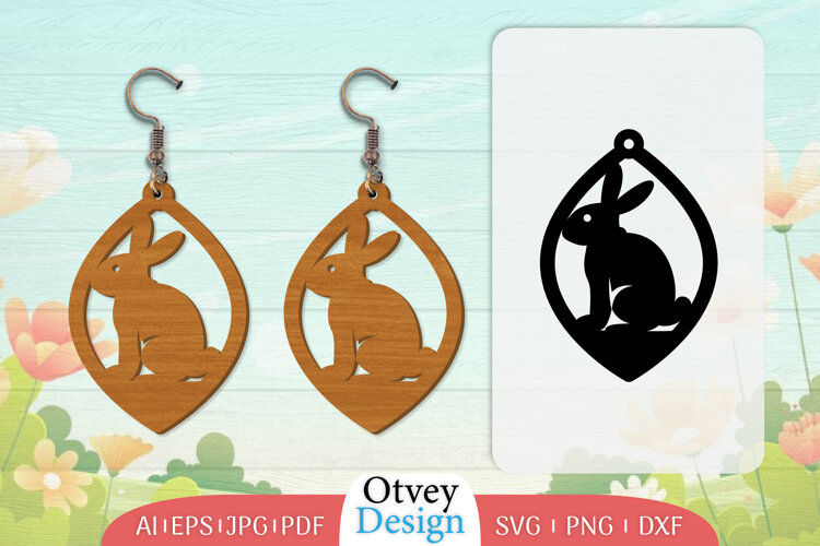 Earring Rabbit Lasercut | Happy Easter Lasercut example image 1