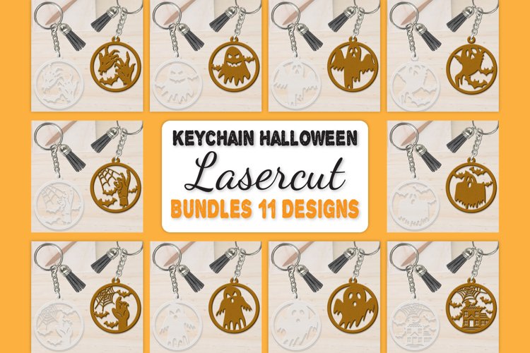 Halloween Keychain Lasercut | Halloween Jewelry Template