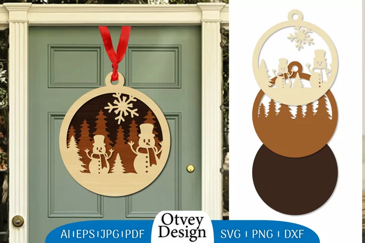 Christmas Snowman Ornament Lasercut