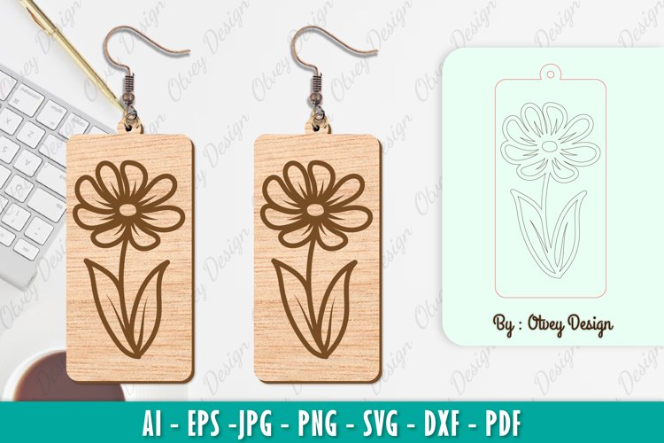 Flowers Earrings Laser Cut