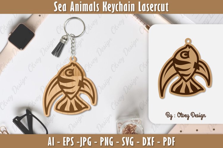 Keychain Sea Animals Lasercut SVG example image 1
