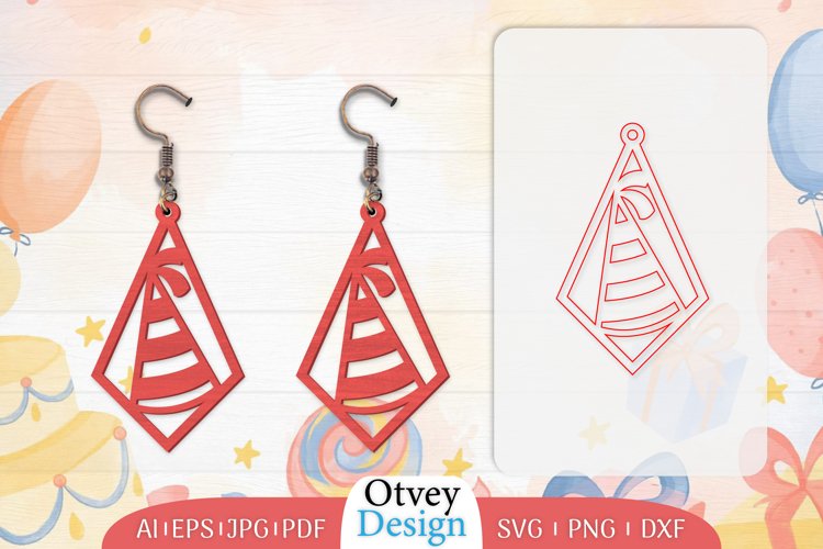 Earrings Valentine Lasercut, Earring Birthday Lasercut example image 1